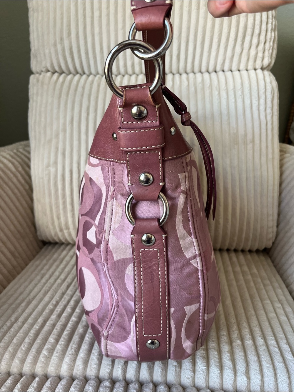 Rare Y2K Vintage Coach Zoe Pink Optic Signature Hobo Bag🌸👛🌷👙🩷🧁 - Picture 4 of 8